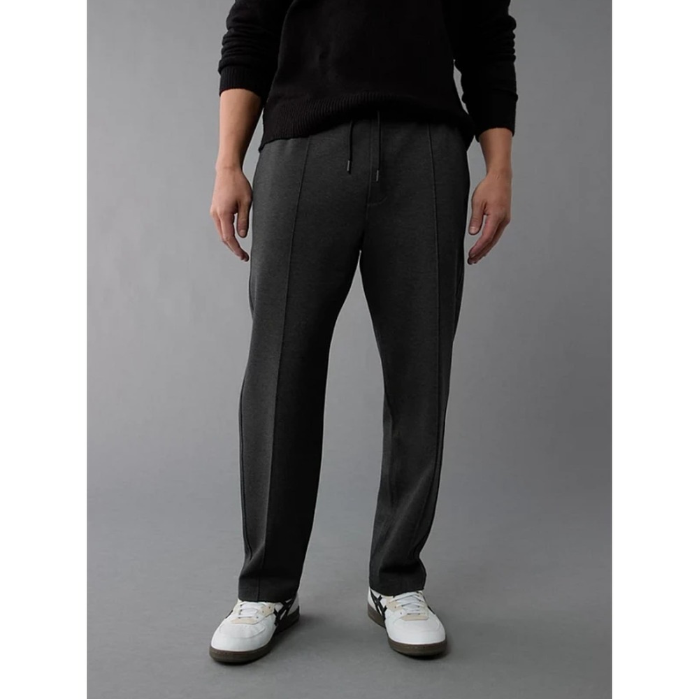 American Eagle 24/7 Knit Pleated Pull-On Pant Dark Gray Sweatpant Fit Size Large